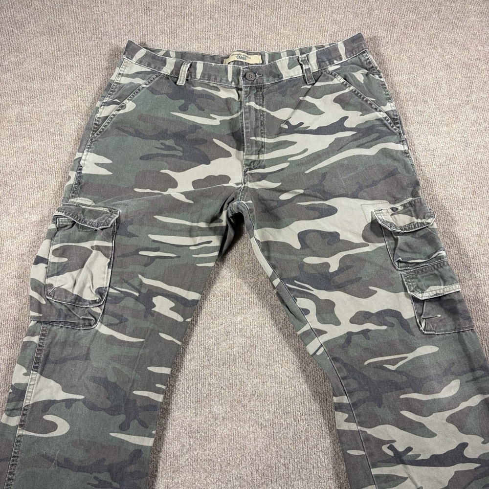 Wrangler Cargo Pants Men 36x30 Green Camo Regular Taper Army Military Y2K